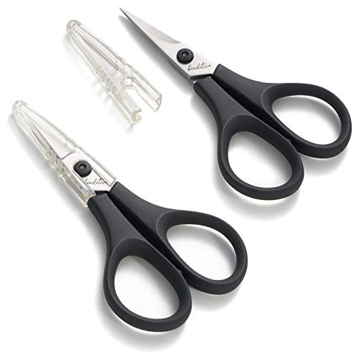 Beaditive Lightweight Sewing and Embroidery Scissors Set (2 PC) | Sewing, Embroidery, Paper Cutting, Crafting | Stainless Steel | Protective Cover (3.5 in) - size: 3.5 in