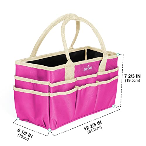 JJRING 600D Nylon Craft & Art Organizer Tote Bag With Pockets, Rose Red - color: Rose red, size: Small