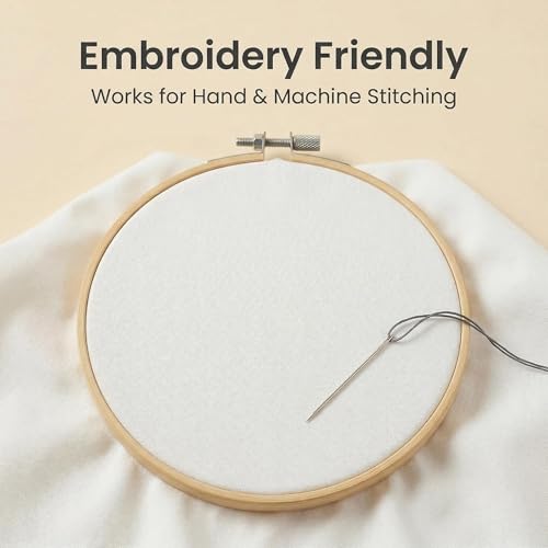 iNee 100% Cotton Fabric for Embroidery, 20 by 60-Inch, Cream - color: Cream