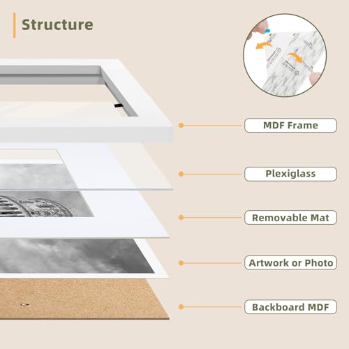 HappyHapi 8x10 Picture Frames Set of 10, Wall or Tabletop Display, White - color: White, size: 8x10 inch
