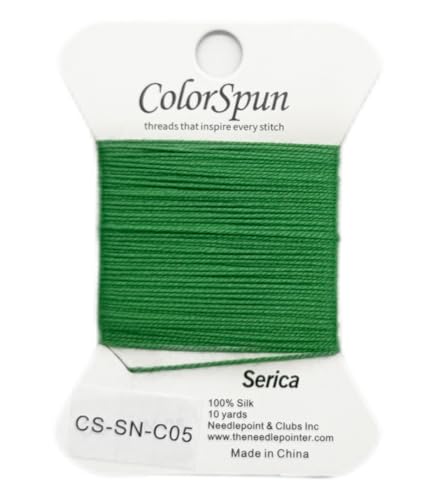 3-Strand Silk Needlepoint Thread, 10 Yard Smooth & Lustrous Silk Thread for Needlepoint, Hand Embroidery, Sewing & DIY Needlework to Family and Friends(Fern Green) - color: Fern Green