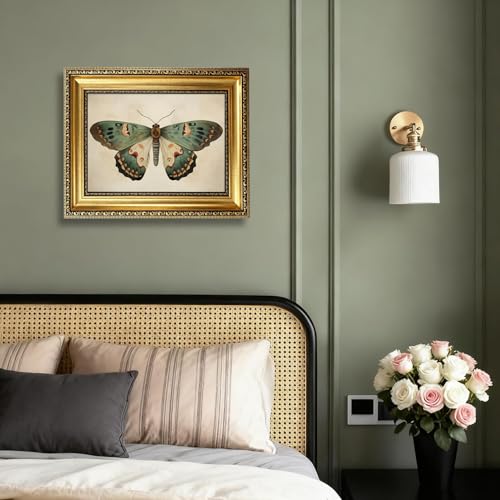 Vintage Gold Framed Butterfly Wall Art,Retro Natural Butterfly Canvas print - color: Butterfly Gold Framed, size: 16"L x 12"W