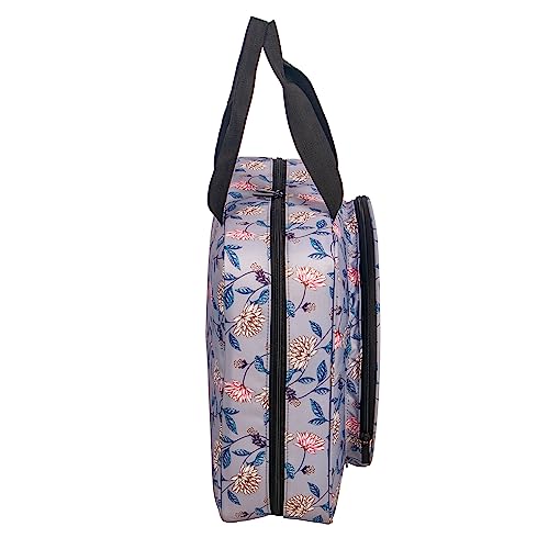 Portable Square Cross Stitch Starter Kits Bag Embroidery Project Bag Embroidery Tool Storage Tote Bag with Multifunctional Pockets, Bag Only (Flower Pattern) - color: Flower Pattern