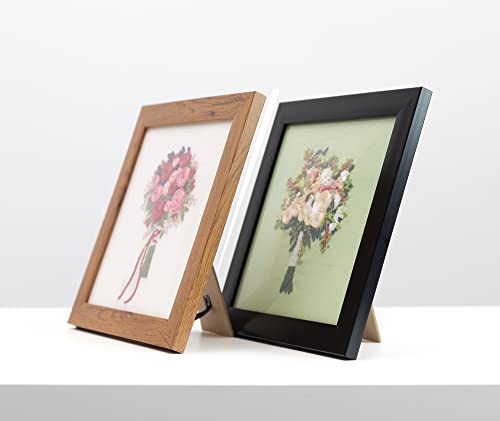 Ebherys 9.5x9.5 Embroidery Frame in Black - Displays Hand Embroidery works7.5x7.5 with Cardbord - Composite Wood, Metal Tabs, Table Top Easel SquareShape,No Glass (White) - color: White