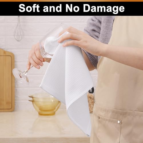 Homaxy 100% Cotton Waffle Weave Dish Cloths, 6 Pack, White - color: White, size: 12 x 12 - 6 Pack