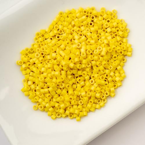 John Bead 25g Cylin Beads Opaque Yellow Matte 11/0 Glass Cylindrical Seed Beads for Jewelry Bracelets Necklaces Earrings Making Embroidery - color: Opaque Yellow Matte