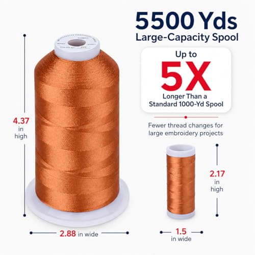 Simthread Embroidery Machine Thread 5000M 40WT Polyester, Clay Brown 339 - color: ClayBrown339