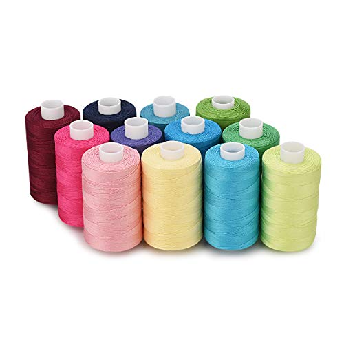 Simthread 12 Colors All Purposes Cotton Quilting Thread for Piecing Sewing Appliqué Embroidery etc - color: 12#4 Spring Colors