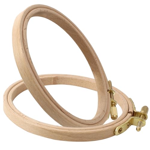 Opfiue 2 Pack 4 Inch Beech Wood Embroidery Hoop, Round - style: 4 Inch