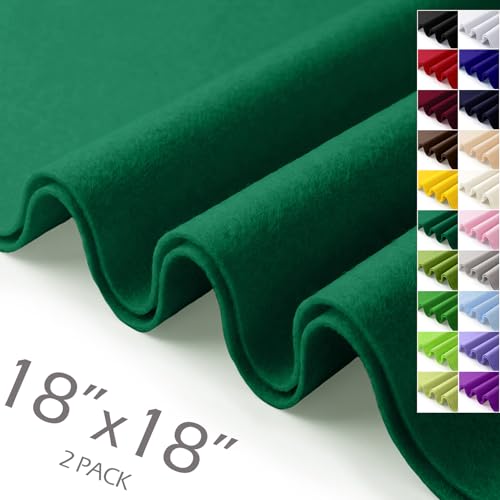 Hunter Green Felt Fabric Sheets 18" x 18" (2 Pack) 1.6mm Soft Craft Felt - color: Hunter Green