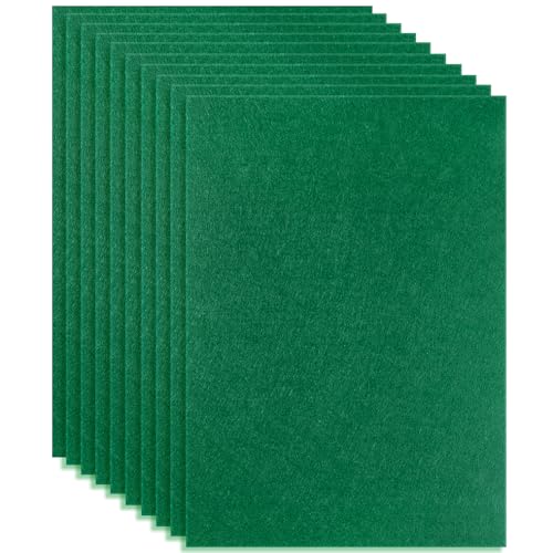 10 Dark Green Felt Fabric Sheets,7.87 x 11.8 inch (20 x 30cm) A4 Stiff Felt Squares 1 mm Thick, Great for DIY Craft, Sewing Projects, Nonwoven Patchwork, Decoration - color: Dark Green