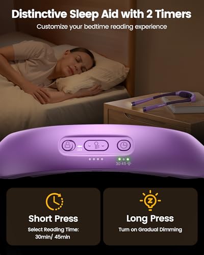 Glocusent Neck Light with Timer, 100 Hours Book Light for Bedtime Reading - color: Purple