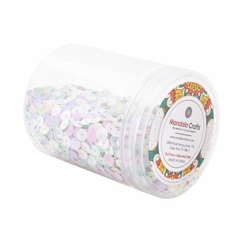 Mandala Crafts 6mm Flat Round AB Iridescent Sequins for Sewing Embroidery - color: AB Iridescent, size: 6mm Flat Sequins