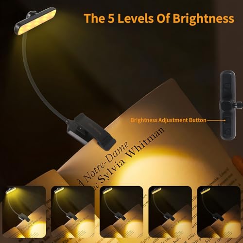 Rechargeable Book Light, Clip-On LED Reading Light, Eye-Caring - color: Black, size: Rotating