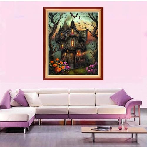 Artvxeay Stamped Cross Stitch Kits Beginners Full Range of Embroidery Starter Kits for Adults Printed Cross Stitching DIY Needlepoint Kit 11CT- Magic House 16x20 inch - color: Color60
