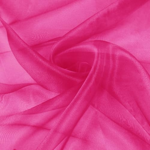 VACVELT Hot Pink Sheer Organza Fabric by The Yard 60" Wide (2 Yards) - color: Hot Pink, size: 2 Yards