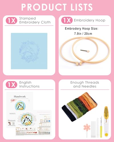 TINDTOP Embroidery Kit for Beginners Adult, Bird Embroidery Kit - color: Bird