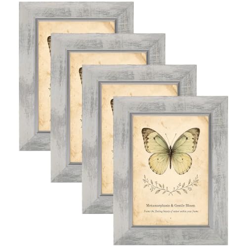 XUANLUO 5x7 Picture Frames Set of 4,Rustic Retro Photo Frame(White) - color: White-4pcs, size: 5 x 7 inch