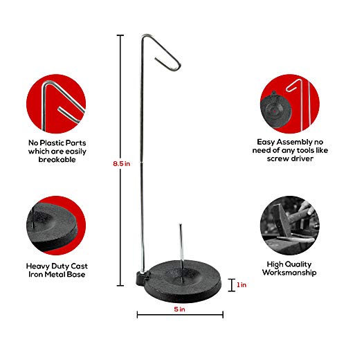 Heavy Duty Cast Iron Single Cone Spool Thread Stand Sewing Embroidery Quilt - color: Black