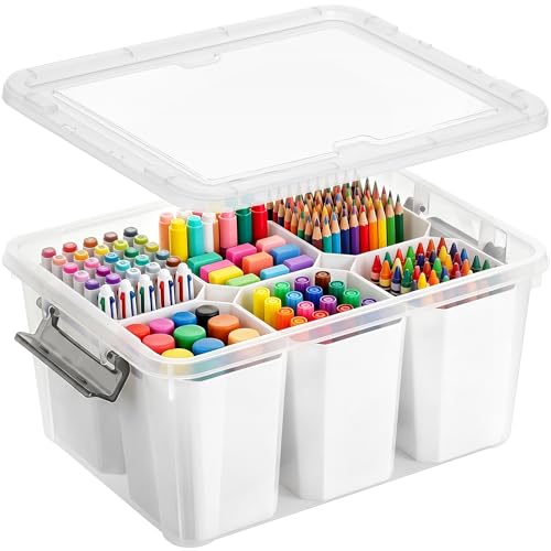 17 Qt Craft Organizers and Storage with Removable Divider, Marker Organizer for Crayons, Pencils & Art Supply, 1 Pack - size: 17 Qt - Divider