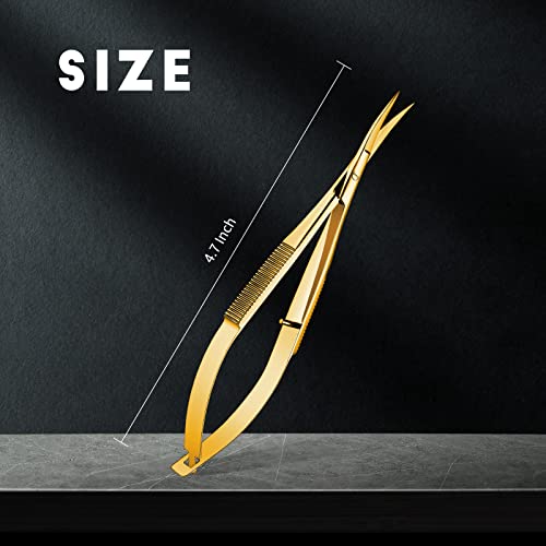 Lasnten 3 Pack Curved Stainless Steel Spring Squeeze Embroidery Scissors Eyebow Grooming Trimming Scissors Thread Snips Clippers Also for Applique, Fabric, Knitting, Sewing, Arts & Craft(Gold) - color: Gold