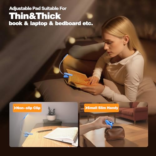 VAVOFO Rechargeable Reading Light, Clip on Book Light for Reading in Bed - color: Blue Lotus