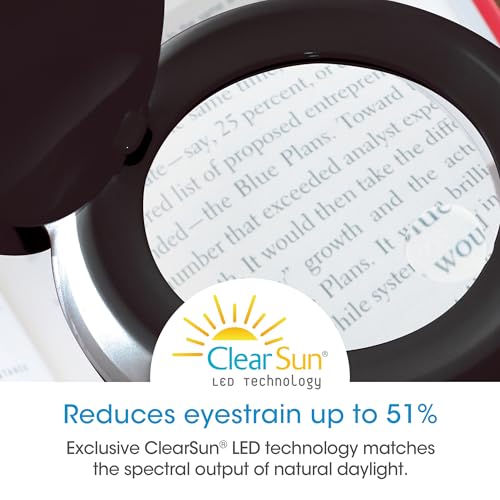 OttLite Space-Saving LED Magnifier Desk Lamp, Optical Grade, Black