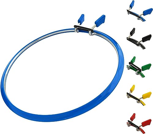 Nurge Metal Embroidery Hoops - Premium Spring Tension Embroidery Hoop for Cross Stitch - Durable Ring with Quick Release Safety Clip - Ideal for Crafters,Beginners & Professionals - Blue - Medium - color: Blue, size: Medium