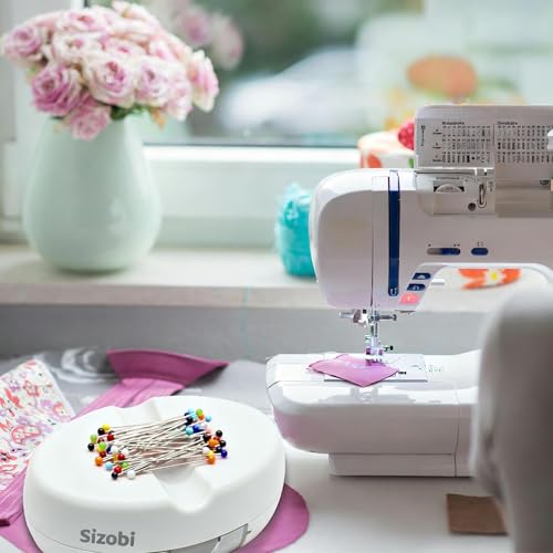 Sizobi Magnetic Pin Cushions for Sewing with 100Pcs Ball Head Straight Pins - color: white