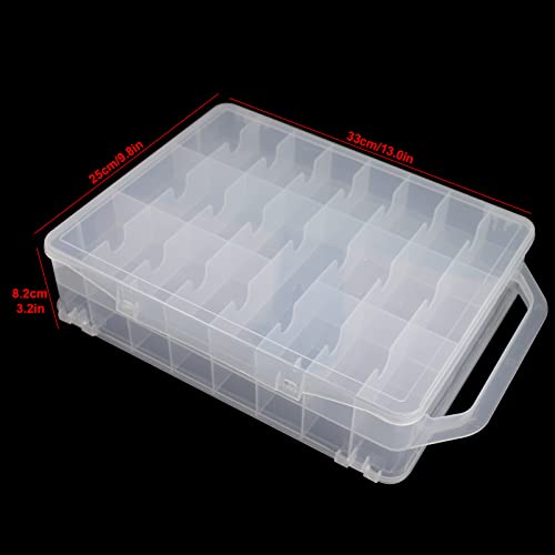 Double-Sided Storage Organizer 46 Grids Sewing Organizer Portable Thread Storage Box Clear Plastic Organizer Box for Embroidery and Sewing Threads, Beads, Small Crafts