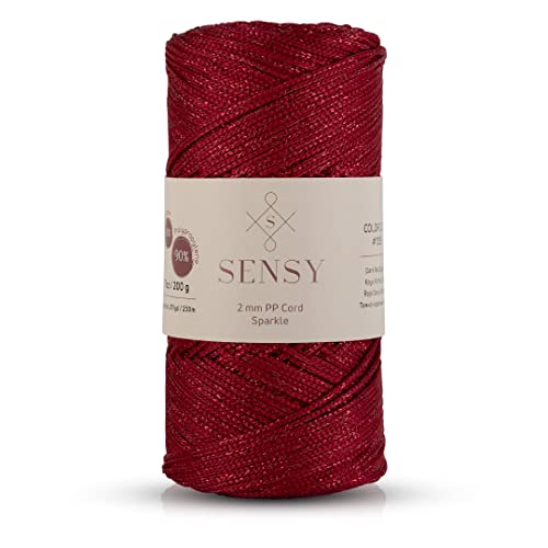 S Sensy 2mm Sparkle - Premium Polypropylene Macrame Cord Dark Red 252 Yards - color: Dark Red Sparkle, size: 1 Skein