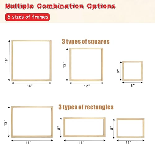 6 Sets Stretcher Bars for Needlework with 100 Tacks,1 Hammer