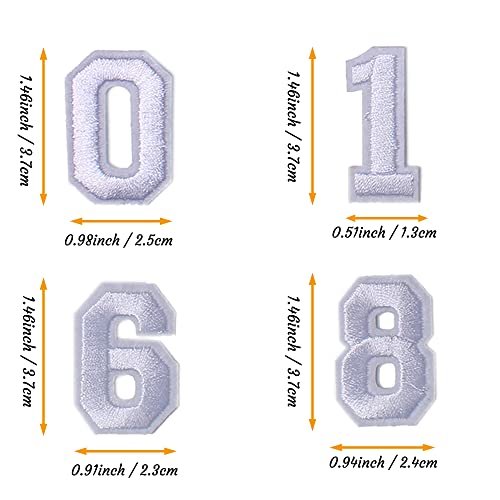 J.CARP 60Pcs White Number 0 to 9 Patches Iron on Sew on Letters for Clothing, Hats, Shoes, Backpacks, Handbags, Jeans, Jackets etc. - color: 60pcs Number, White
