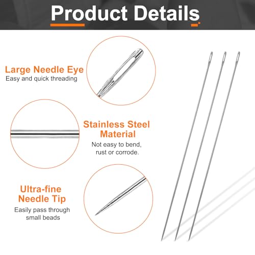 HARFINGTON 25pcs Sewing Needles 0.4mm Diameter 51mm/2.01" Long - size: 0.4mm Dia + 51mm Length