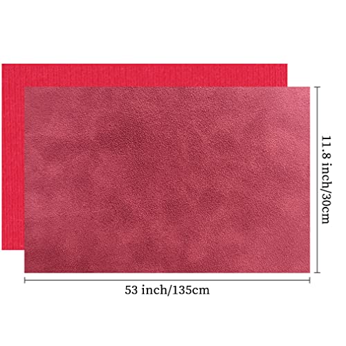 Dark Red Soft Faux Suede Fabric 30x135cm Synthetic Faux Leather Frosted Leatherette for DIY Sewing Crafts - color: Dark Red