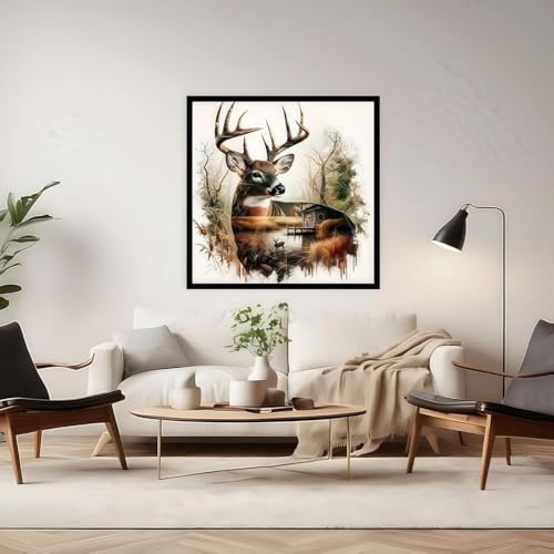 niurenmaoyi Stamped Cross Stitch Kits for Beginners,Counted Embroidery Craft Kits for Adults,Needlepoint Kits for Adults,Deers Wall Art 13.8X13.8In - color: Cross Stitch Kits1215-04