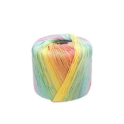 Healifty Rainbow Cotton Yarn Gradient Lace Thread for Hand Knitting Crochet Embroidery DIY Scarf Hat Shawl Sweater Blanket 1 Roll