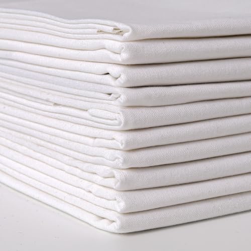10 Pieces 18 x 21 Inches Cotton Fabric Precut Quilting Fabric Bundles Solid Colors Layer Cakes Quilt Material for DIY Craft Sewing Embroidery (White) - color: White