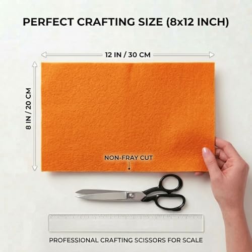 Orange Felt Fabric Stiff Sheets 20 Pcs 8" X 12" 1mm Thick - color: Orange