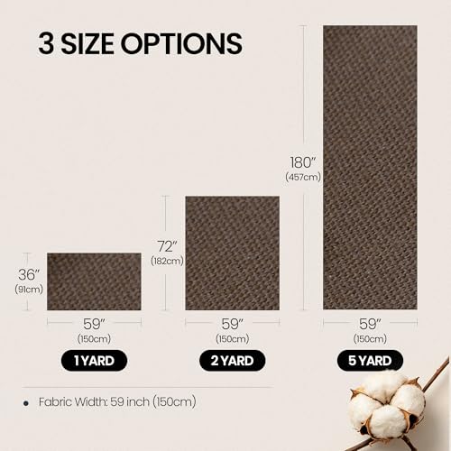 Wildarms 100% Cotton Canvas Fabric by The Yard - 59" Wide 12oz Medium-Heavy Duck Canvas for Sewing DIY, Tote Bags, Upholstery & Embroidery (Brown, 2 Yard pre Cut) - color: Brown, size: 2 yard pre cut