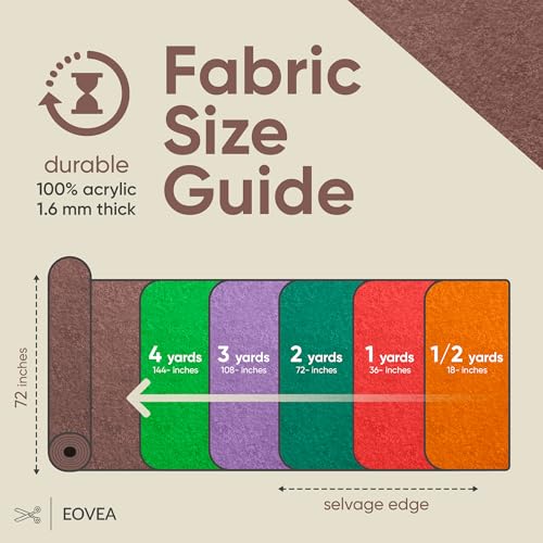EOVEA - Acrylic Felt Fabric by The Yard - Soft and Durable 72" Wide & 1.6mm Thick Felt Sheets for DIY Crafts, Sewing, Upholstery, Cushion, Padding, Costumes(Brown, 1 Yard) - color: Brown, size: 1 Yard