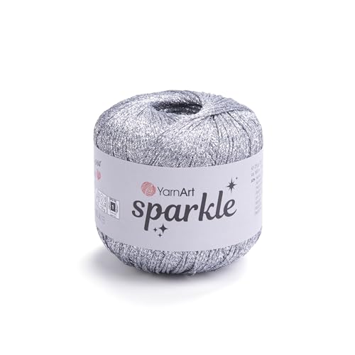 YarnArt Sparkle Metallic Shiny Yarn, 60% Metallic Polyester 40% Polyamide, 25g, 160m, 2.5mm Needles & 3mm Hooks (1300) - color: 1300