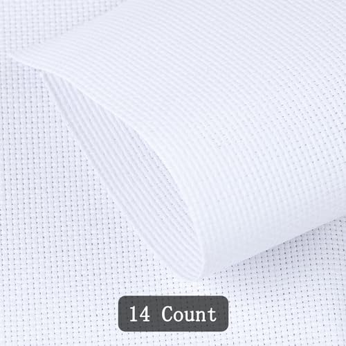 MIDELONG 6 PCS Aida Cloth 14 Count Cross Stitch Fabric, 3 Sizes White Classic Reserve Cross Stitch Aida Cloth for Home DIY Handmade Needlework Craft Embroidery Decoration