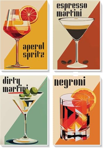 Eiazuiks 4 Packs Stamping Cross Stitch Kit, Cocktail Counting Cross Stitch Kit for Adult Beginners, Full Line DIY Stitching Kit for Home Decor Cross Stitch Patterns 12x16 inches - color: AKW100
