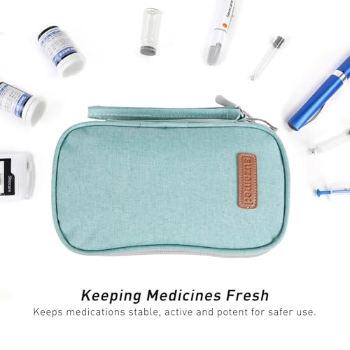 suzamed Double Layer Insulin Cooler Travel Case, Expandable Space, Green - color: Green