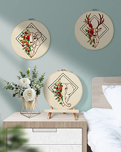 3 Pieces Embroidery Hoops, 10 inch Bamboo Frame Circle Cross Stitch Hoop Ring Embroidery Hoops Set for Embroidery and Cross Stitch - size: 10IN, 3 PCS