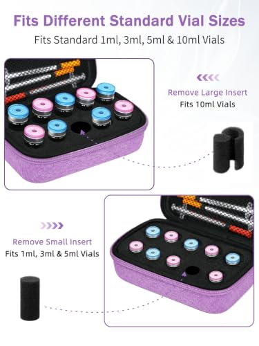 10 Slots 10ml and 3ml Peptide Case, Insulin and BAC Water Vial Holder, Peptide Storage Case for Fridge and Travel, Diabetic Supplies (Purple, Case Only) - size: 10ml & 3ml