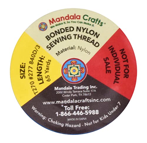 Mandala Crafts Size 277 840D T270 12 Vibrant Bonded Nylon Thread, 780 YDs - color: 12 Vibrant Colors, size: T270 #277 840D/3 780 Yards