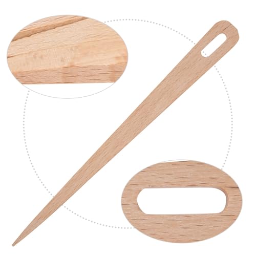 HEEPDD 5Pcs Hand Stick Wooden Knitting Eye Needle Tapestry Weaving Tools