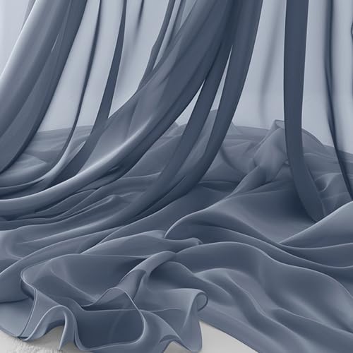 Horbaunal Dusty Blue Chiffon Fabric by The Yard, 1 Yard Precut Sheer Fabric - color: Dusty Blue, size: 1 Yard